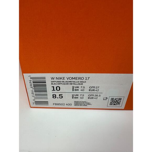 Nike Vomero 17 Women’s Size 10 Running Shoes Blue Gold w/ Box & Receipt - Picture 15 of 16